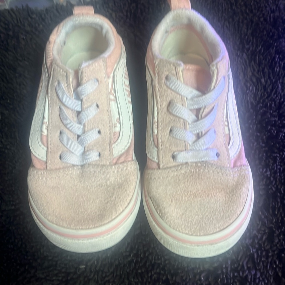 Pink and white vans toddler girl size 8C